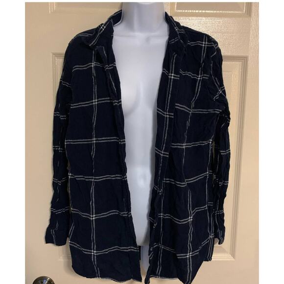 H&M Plaid Blue and White Flannel Button Up - Picture 2 of 4